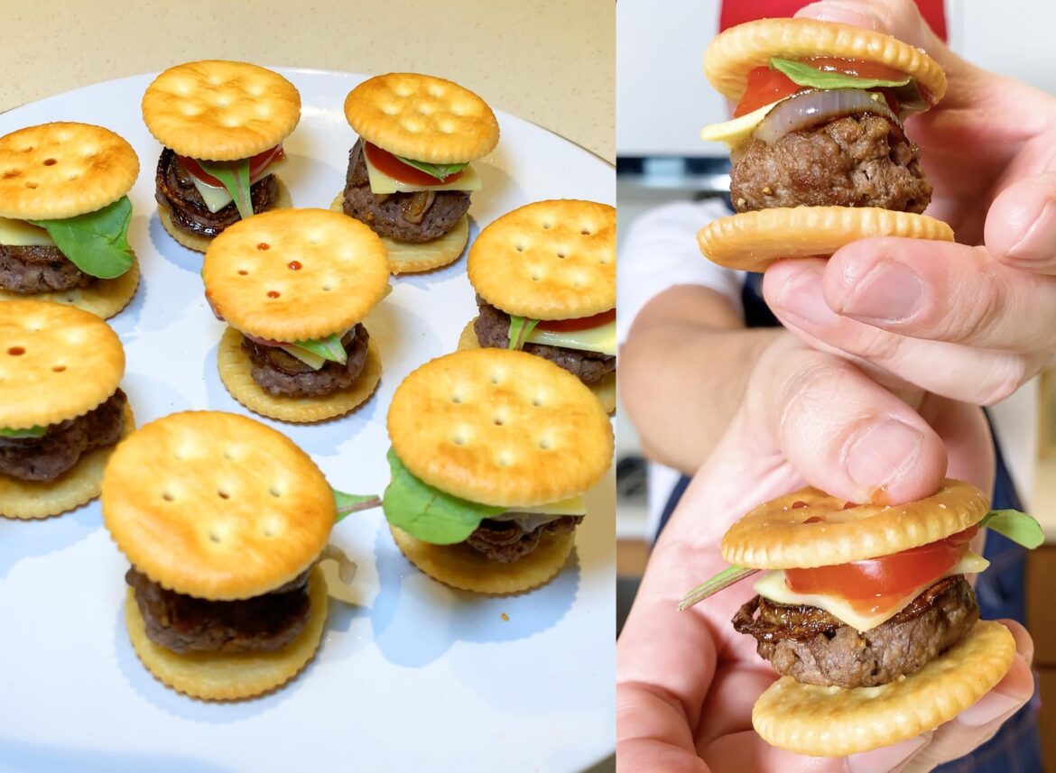 Ritz Crackers Turned Mini Burgers