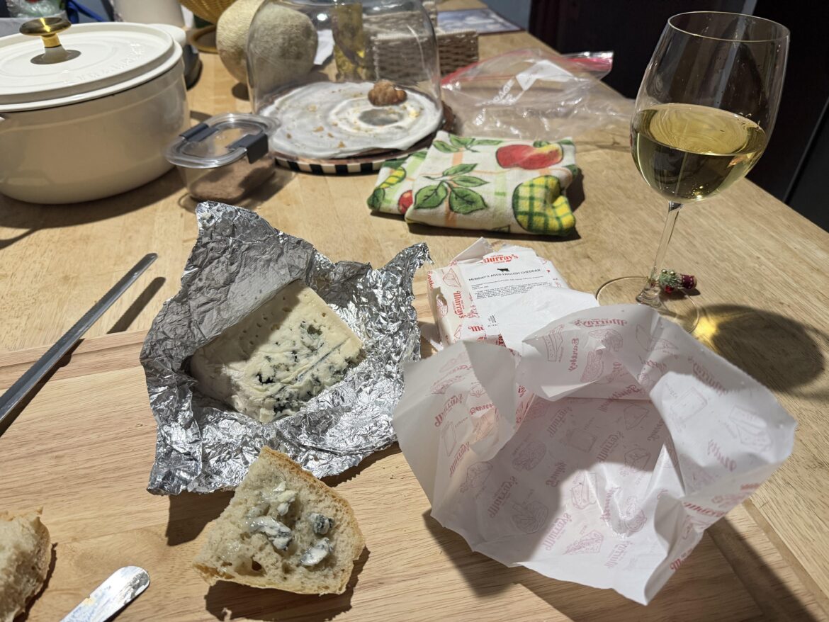 celebrating my new stand mixer with fresh bread and roquefort :)