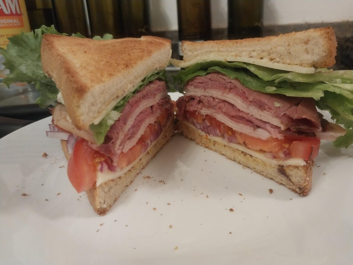 Drunken Turkey, Roast Beef & Provolone with Spicy Mustard on Toasted White