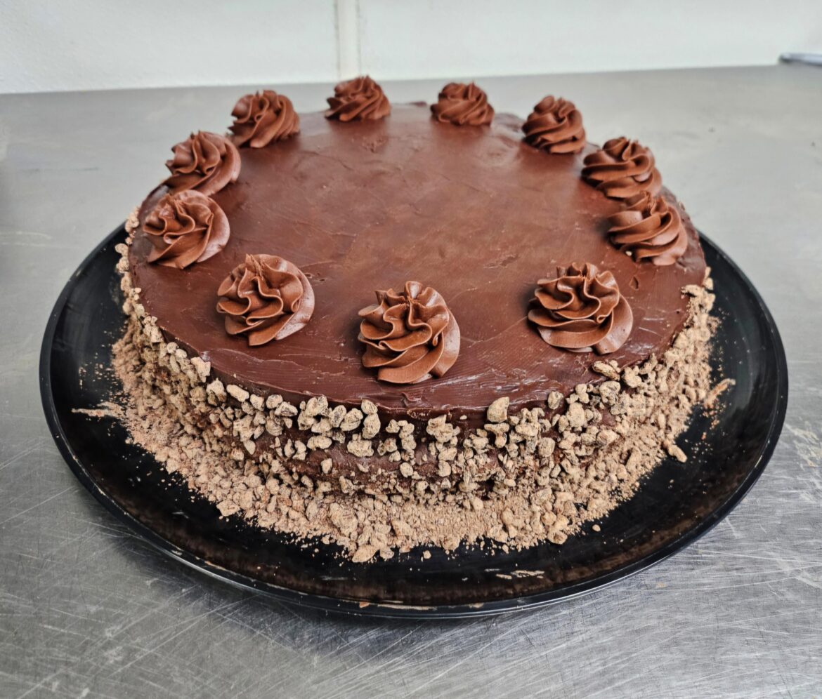 So excited! The restaurant I work at is selling my chocolate cake on the Valentine's Day menu! Big moment for me. This is the Til Death Do Us Chocolate Cake!