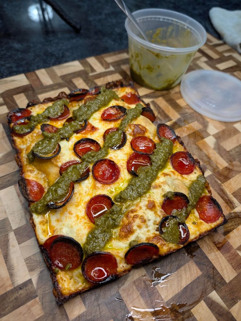 Pepperoni & Pesto Detroit