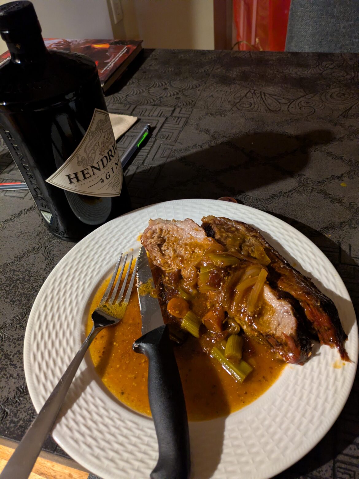 Midnight brisket and gin