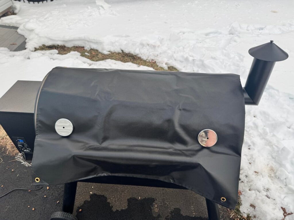 Highly reccommend this coated welding blanket for cold weather cooks