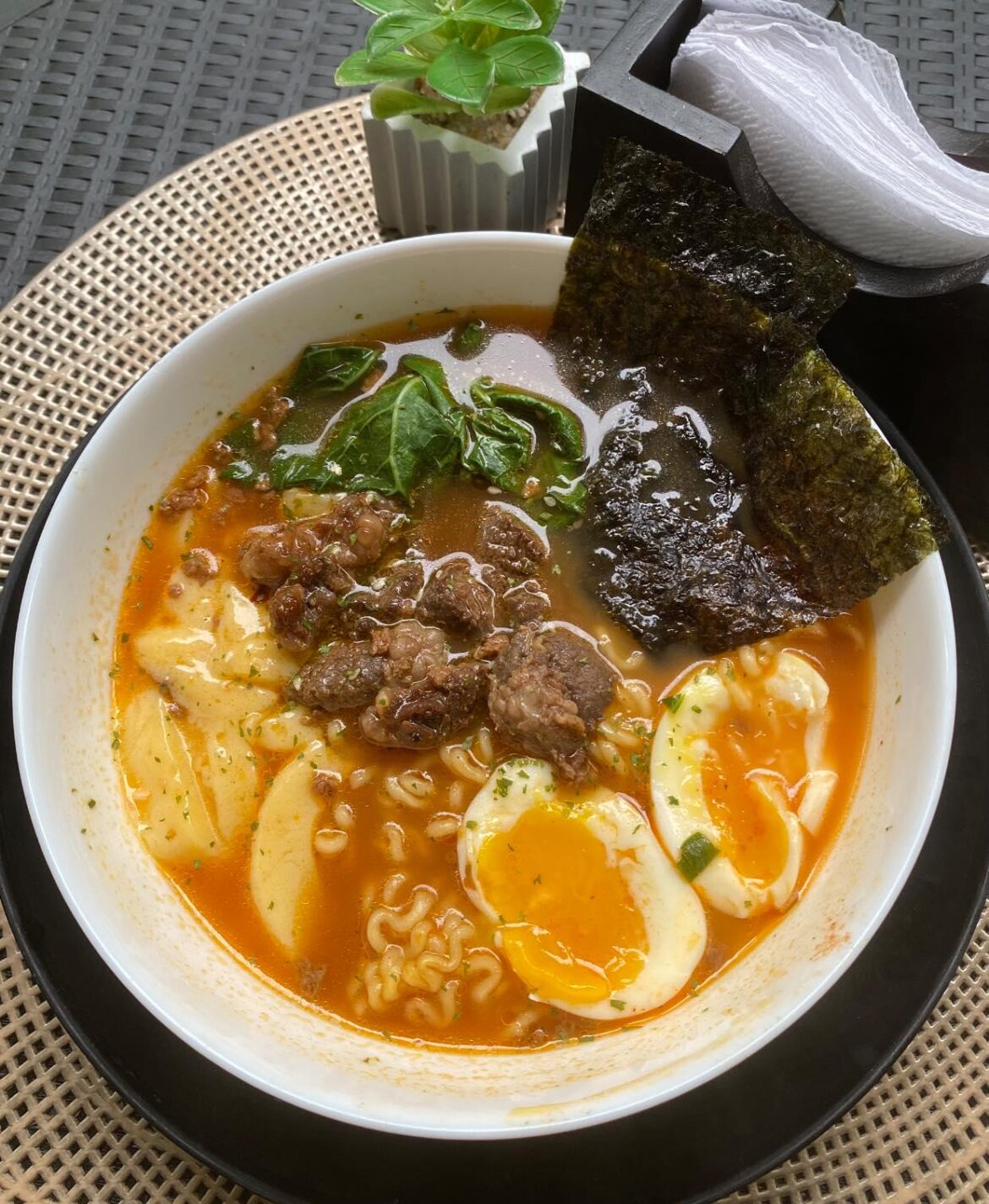 [Homemade] Spicy Beef Ramen with Jammy Egg & Nori