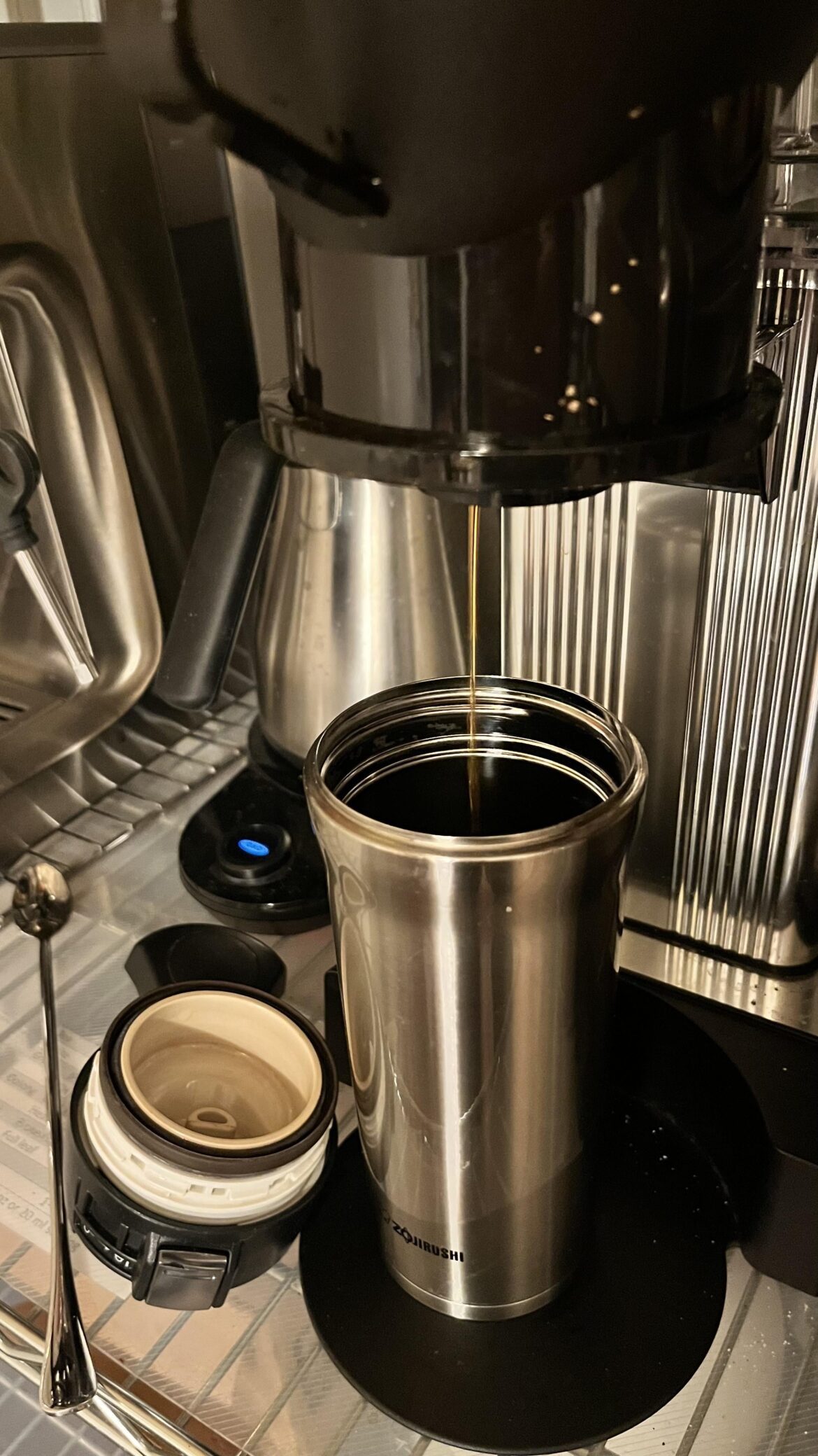 Preparing my go cup as the sun rises this morning