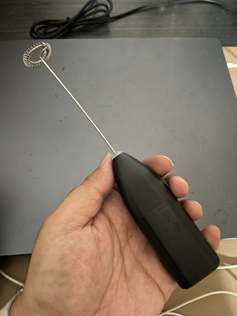 Non-electric milk frother and cold oat milk. But hot coffee?