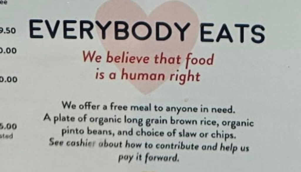 Spotted on a menu in Asheville NC. I fucking love this so much. Love, peace, and kitchen grease 🫶👊