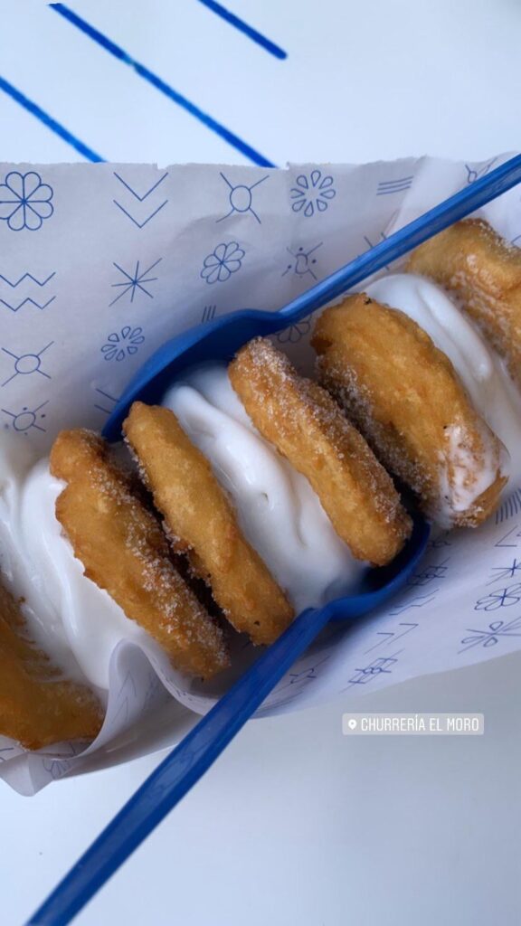 Cinnamon sugar churro with ice cream