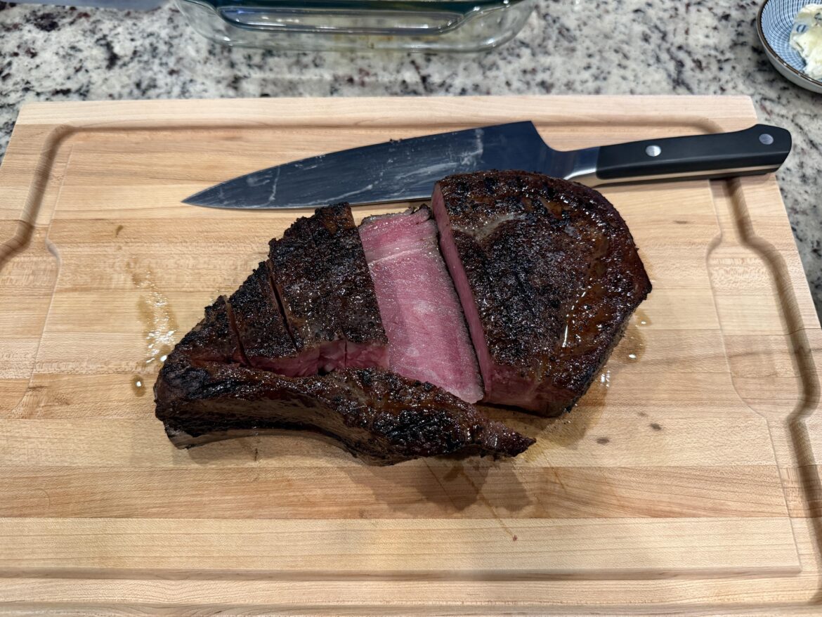 Dry aged bone-in ribeye from SRF