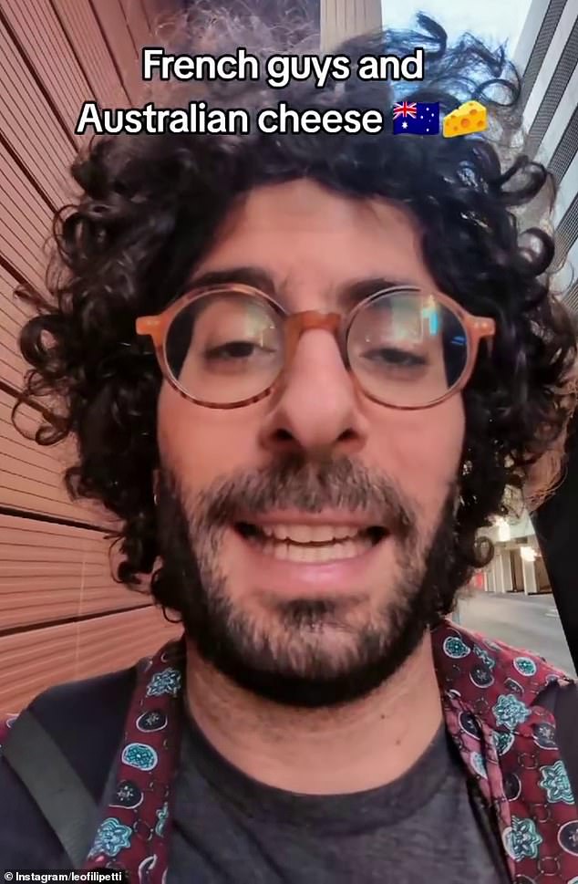 French comedian Leo Filipetti shared his bold theory about Aussie white-mould cheeses in a video shared to his @leofilipetti Instagram account
