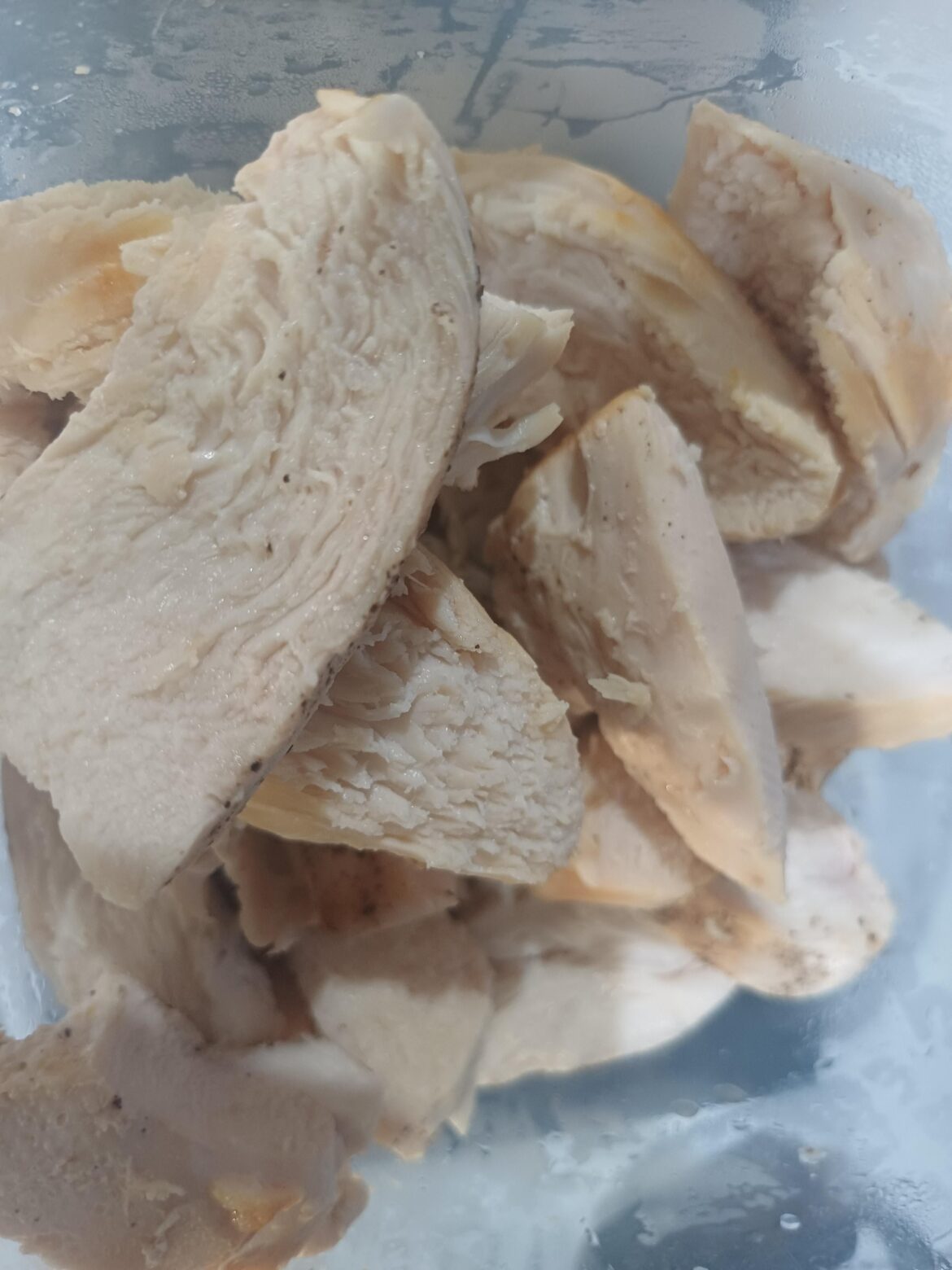 The chicken breast is dry.