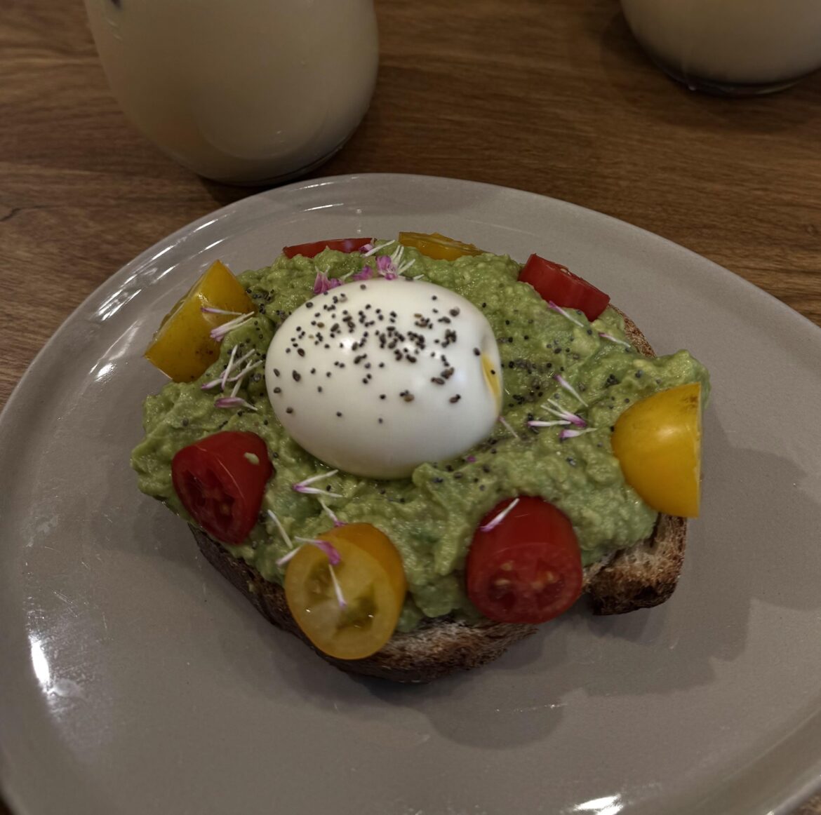 Avocado toast with a soft boiled egg