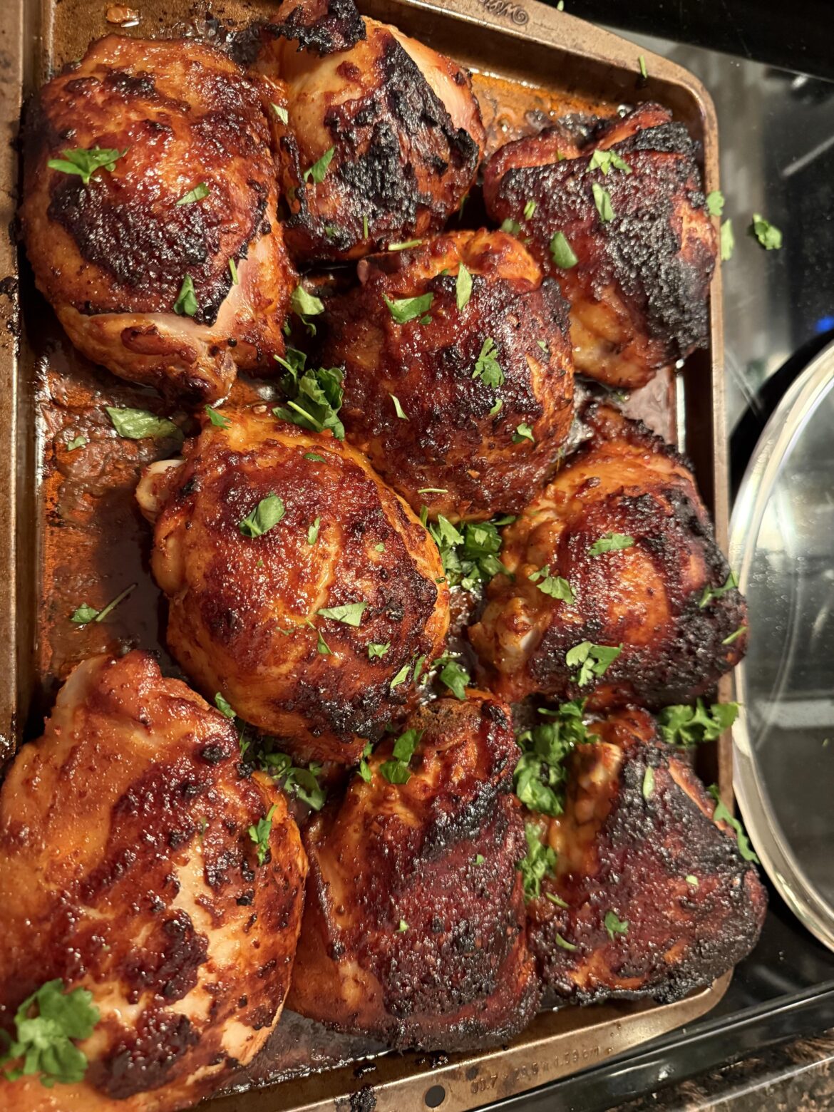Smoked and grilled Korean chicken thighs [homemade]