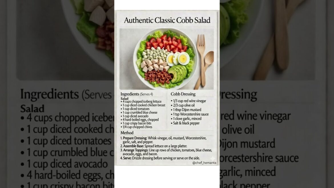 Classic Cobb salad recipe | How to make Cobb salad #shorts #salad #recipe