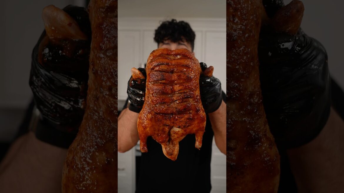 Whole Roasted Duck with Harissa Hot Honey Glaze