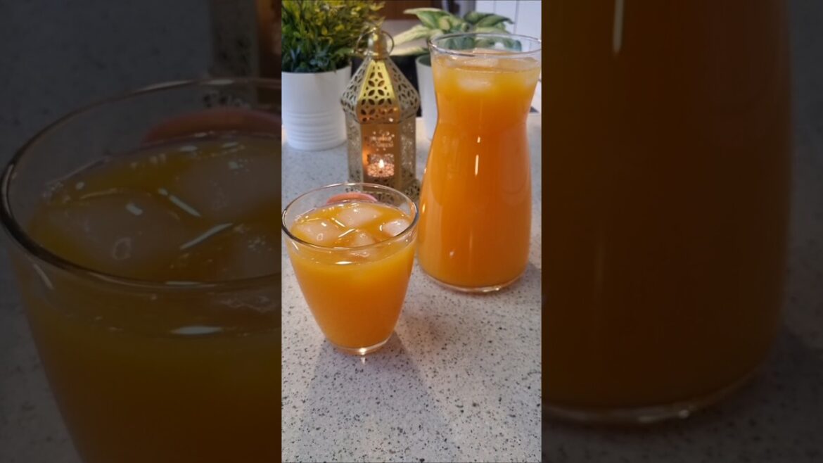 عصير قمر الدين والبرتقال مع الجزر مشروب صحي ومنعش ولذيذ