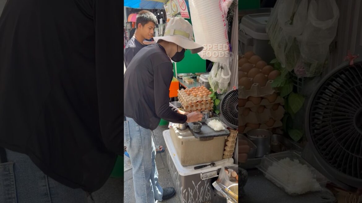 Thai Woman Preparing Shrimp Fried Rice in a Small Kitchen Using a Tiny Mortar
