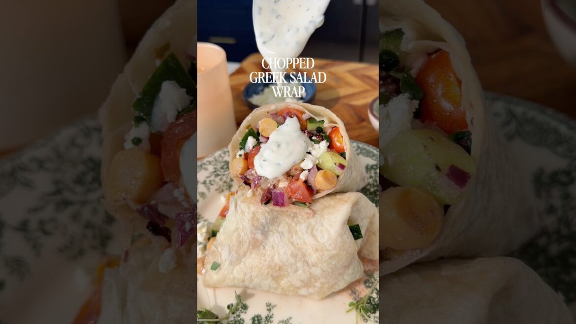 Chopped Greek salad wrap #easyhealthyrecipes #vegetarianrecipes