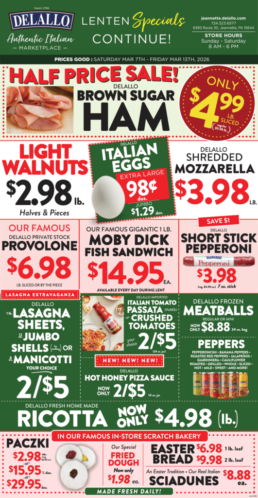 SUNDAY, MARCH 8, 2026 Ad - DeLallo Italian Marketplace