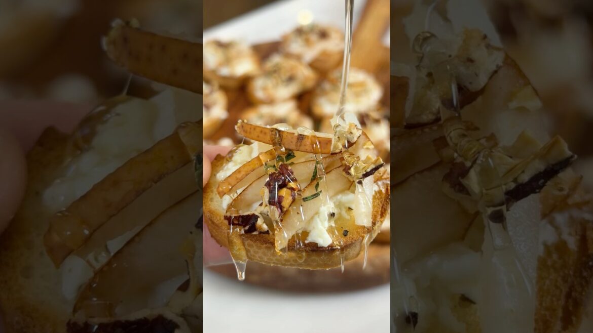 Jour 18/24 des recettes de Noël - Une entrée facile! Des crostinis à la poire, chèvre et miel!