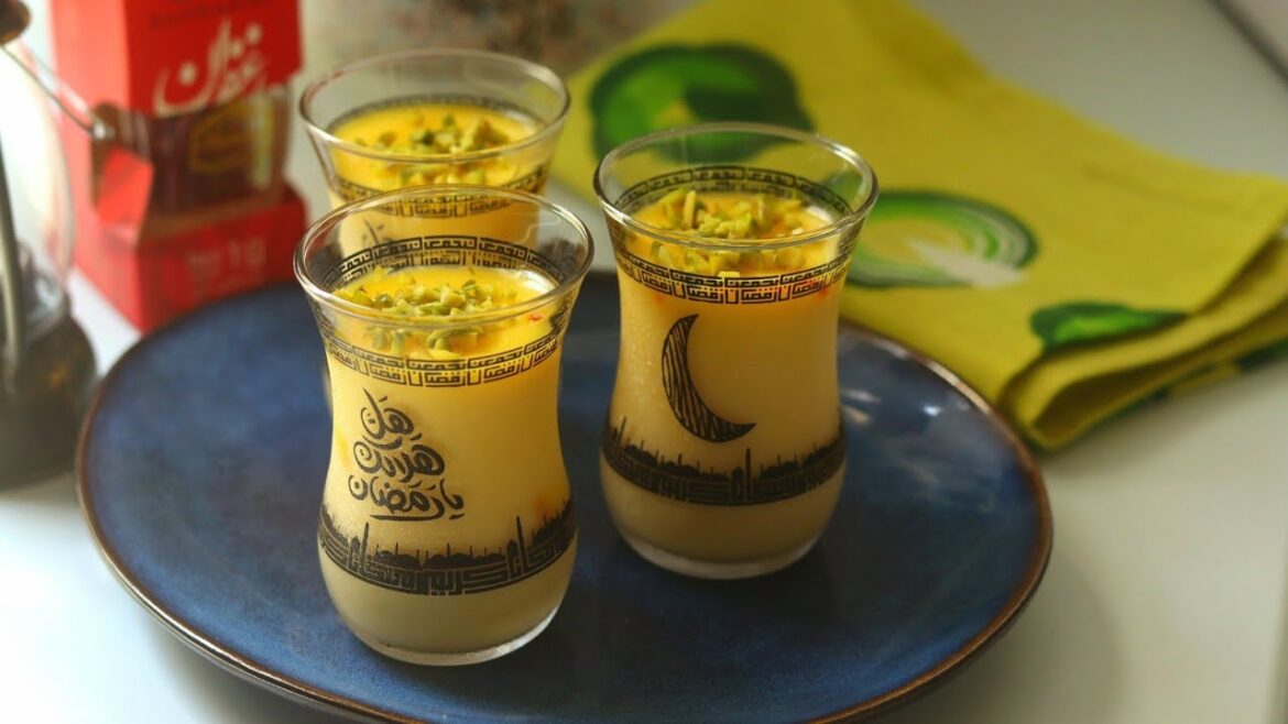Saffron Muhalabiya | Middle Eastern dessert | Muhalabiya recipe | Iftar recipe