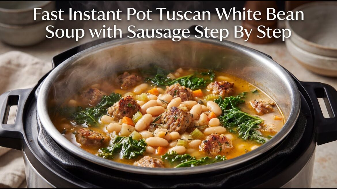 Fast Instant Pot White Bean Soup: Tuscan Recipe with Sausage & Kale - Cooking Guide Step by Step