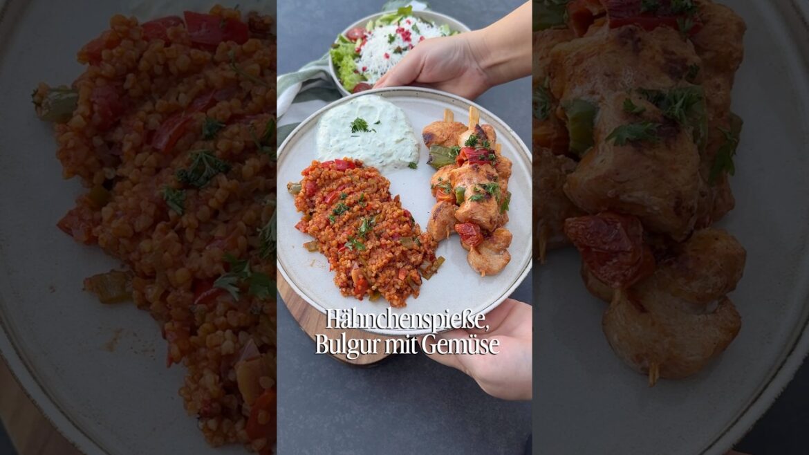 Hähnchenspieße & Bulgur mit Gemüse #hähnchen #iftar #ramadan #menü Hähnchenspieße & Bulgur mit Gemüse #hähnchen #iftar #ramadan #menü