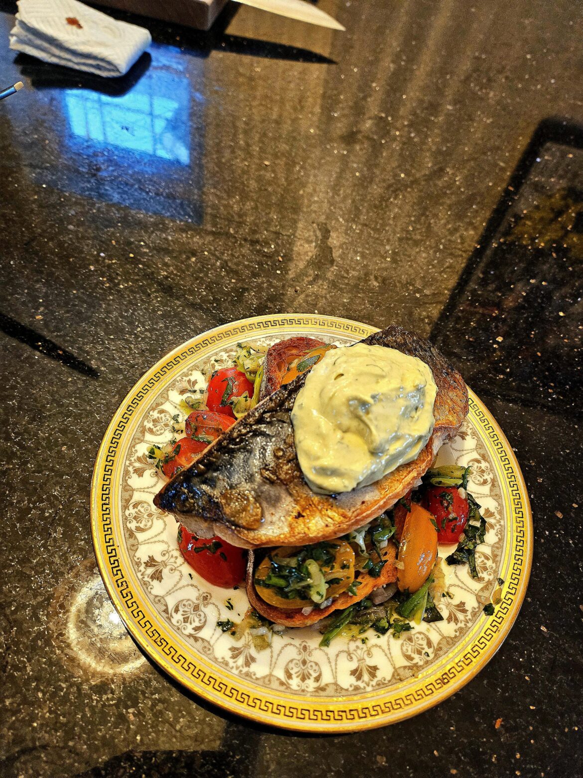 Mackerel bruschetta for lunch