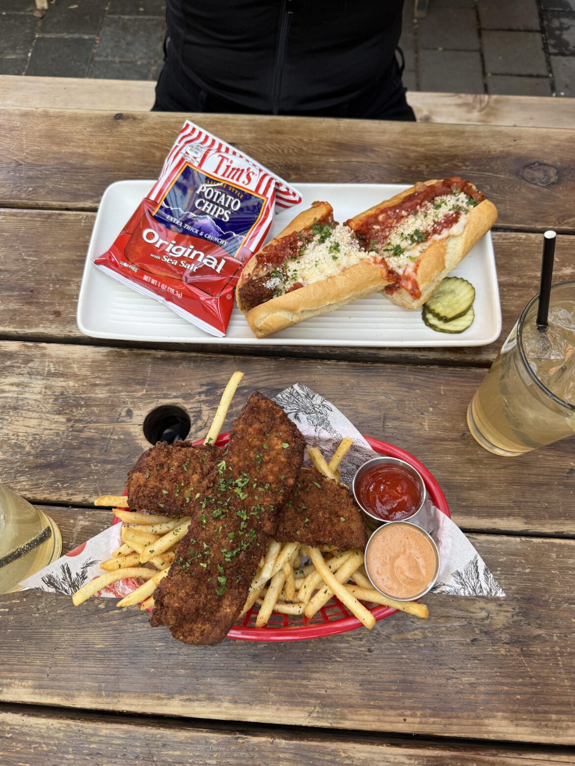Chkn parm & tenders with my long time vegan friend that I meant on instagram a decade ago