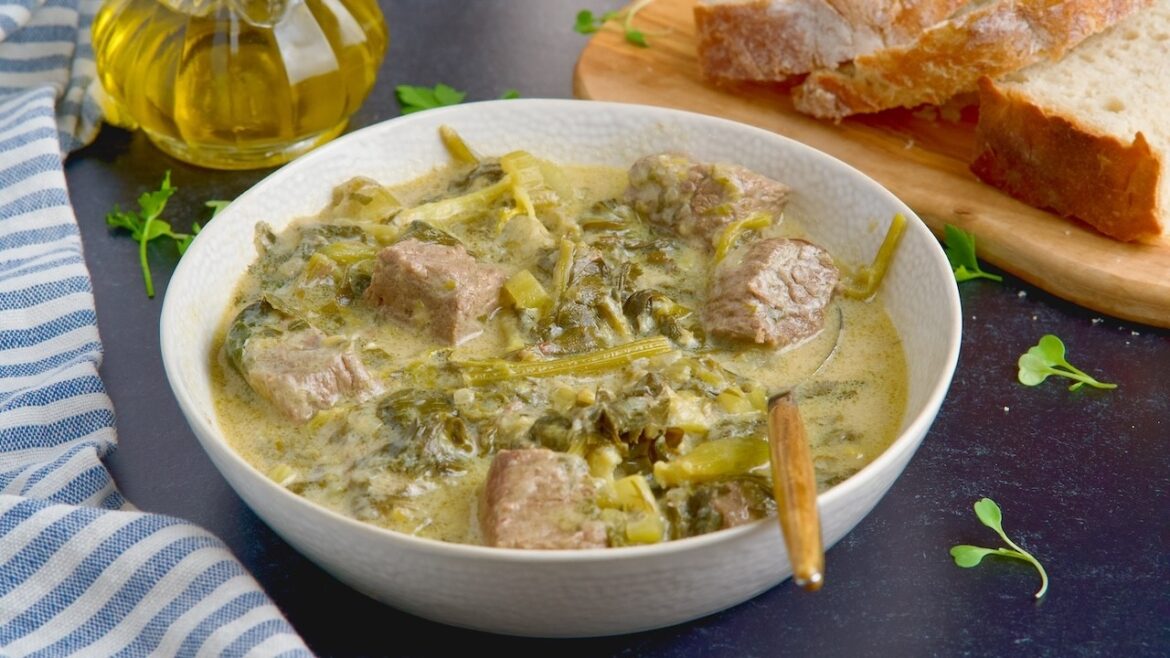 Greek Beef Celery Stew With Avgolemono Sauce