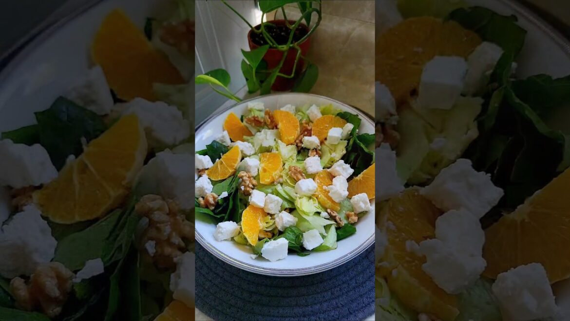 Vibrant Spinach & Orange Salad!#shortvideo #salad #orange