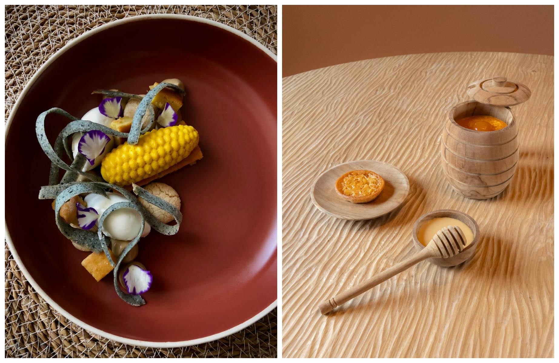 Dishes of the restaurants Agave and La Table du Grapiot in France's Jura and Revermont. © Fernanda Pillon/Agave, © Bellard Nicolas/La Table du Grapiot