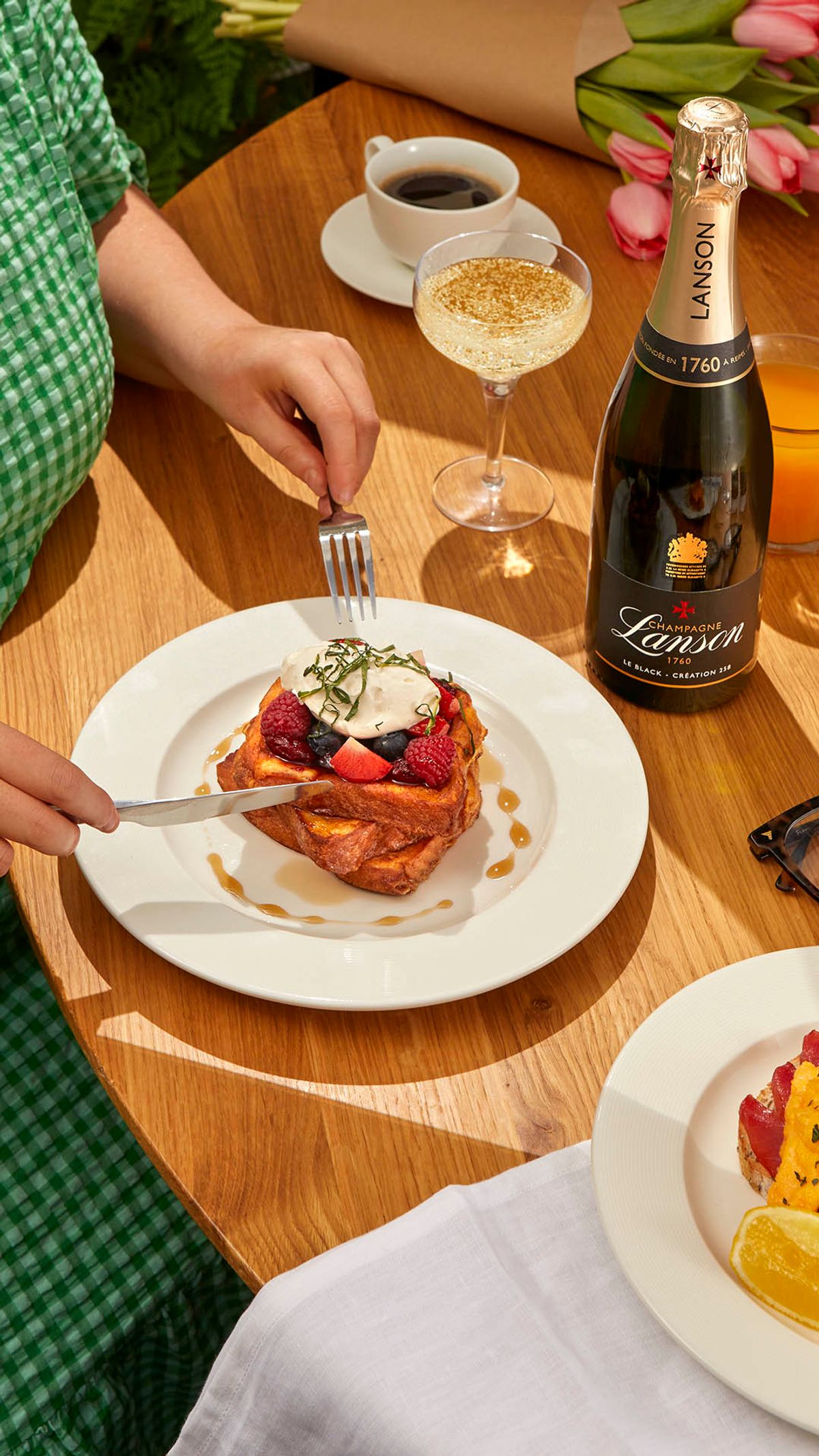 French toast and a bottle of Lanson