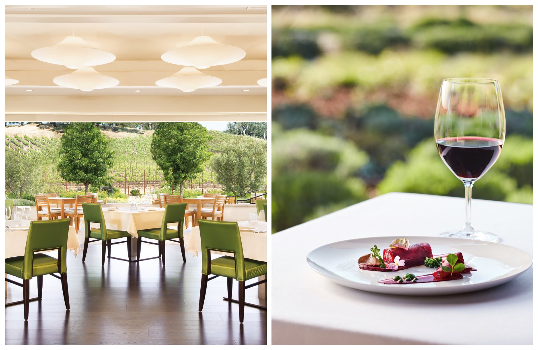 At The Restaurant at JUSTIN, diners savor hyperlocal cuisine with vineyard views in California’s Central Coast. © Sara Remington/The Restaurant at Justin  