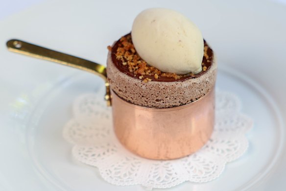 The signature chocolate souffle, now spiked with Fernet Branca.