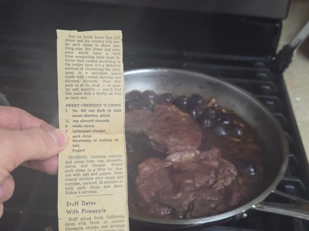 Today in the Old Recipe Box: Sweet Cherries 'N Chops