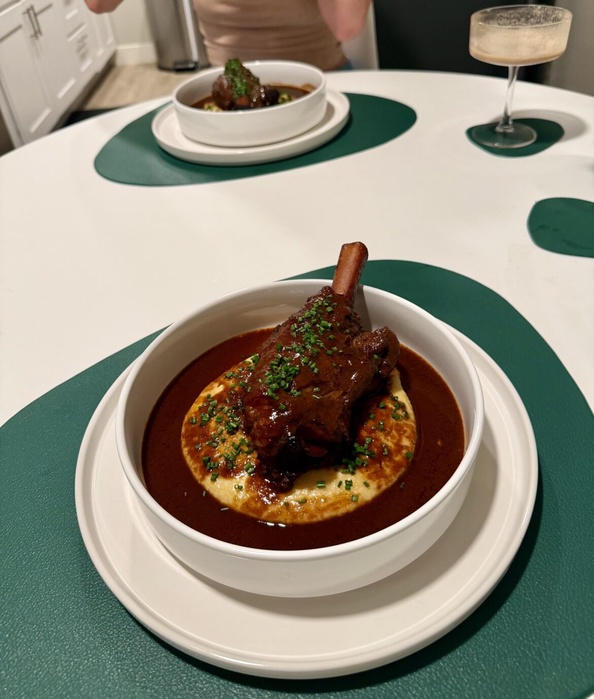 [Homemade] Wine braised lamb shank with creamy polenta