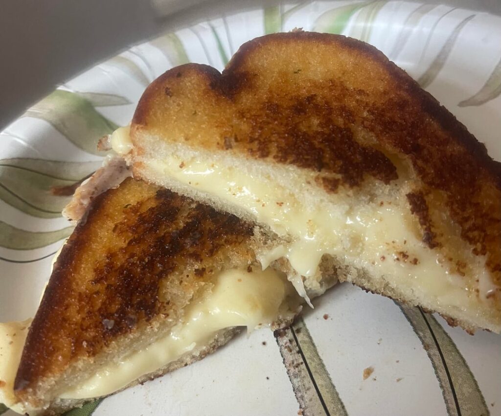 Grilled cheese on garlic bread