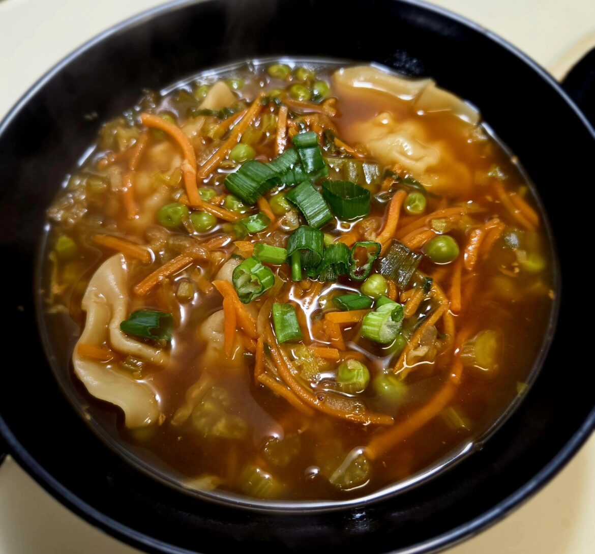 Chicken Gyoza in a Shoyu- Style Broth