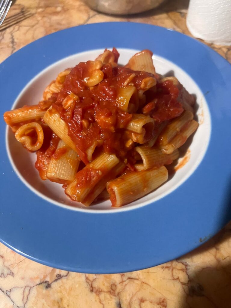 Rubacuori pasta with piccadilly tomatoes and salmonn