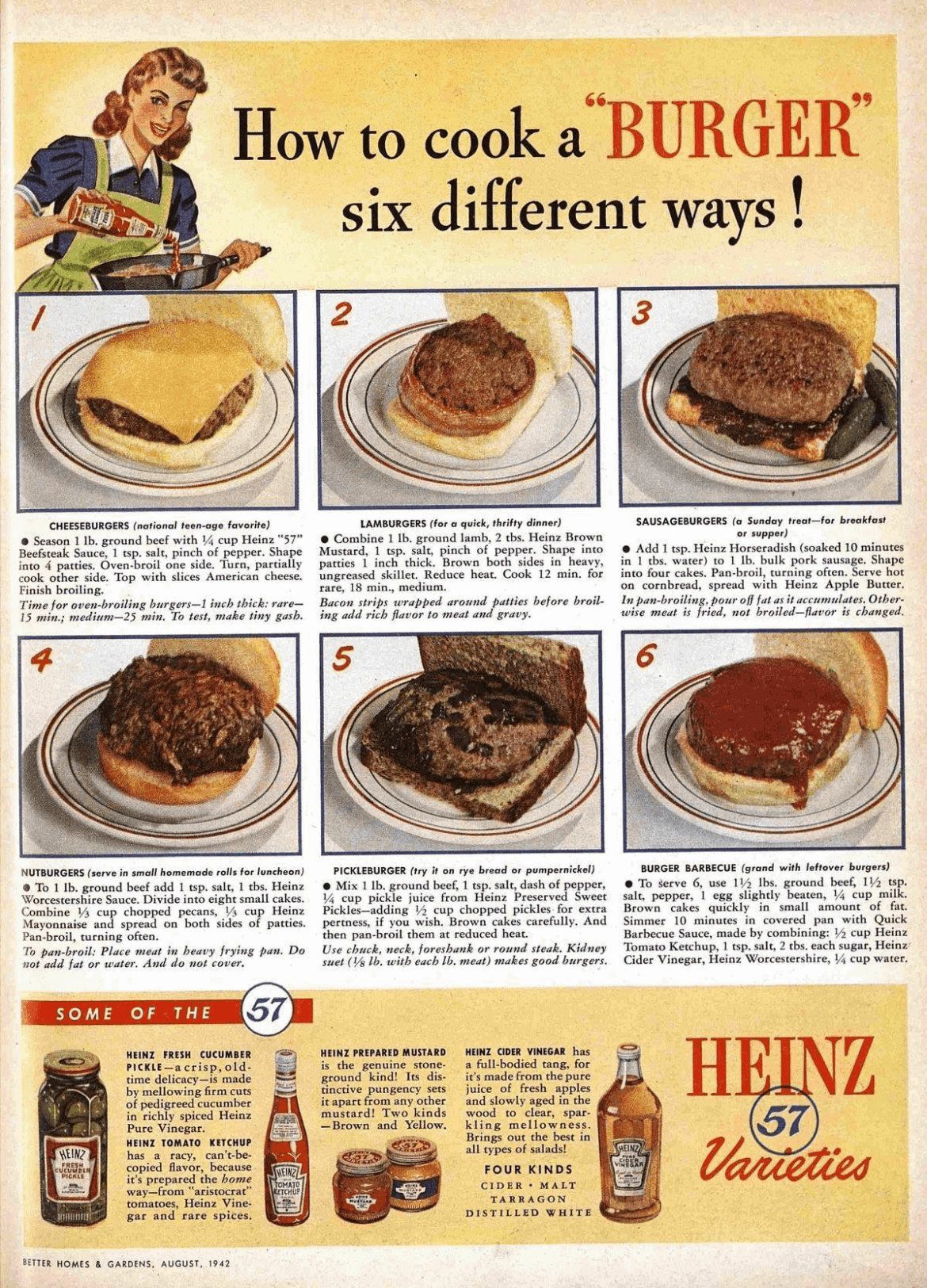 How to Cook a Burger Six Different Ways! Heinz, 1942