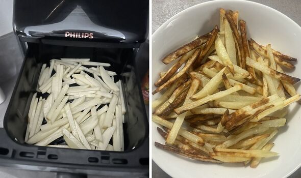 Before and after of homemade chips. Before and after of homemade chips.