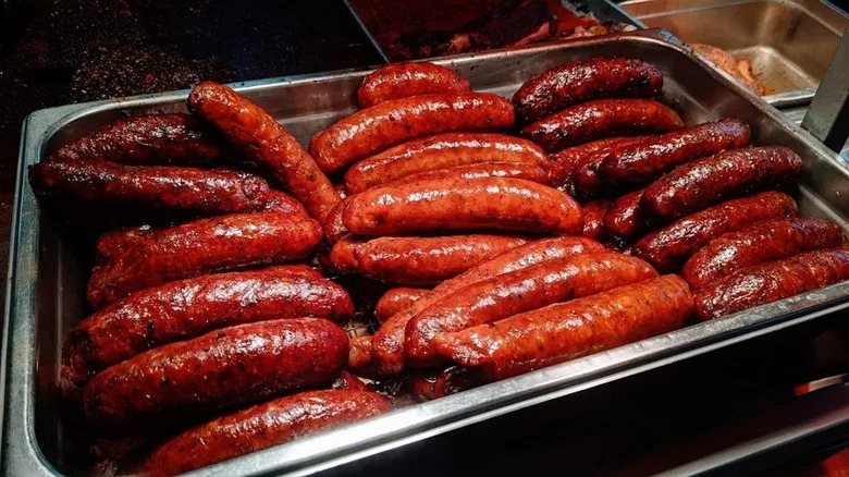 Smoked sausages from The Pit Room barbecue restaurant in Houston