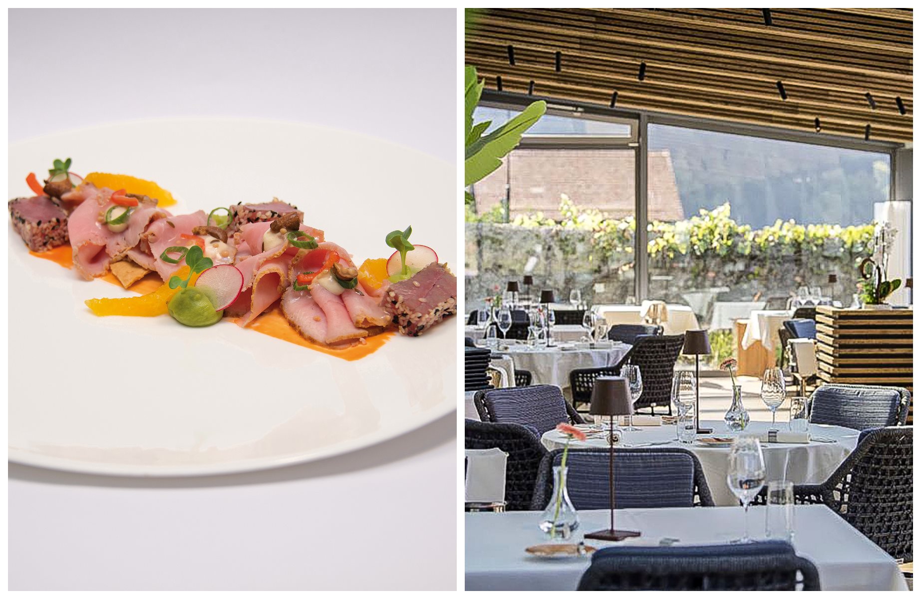 In Liechtenstein’s Rhine Valley, Torkel combines historic charm and vineyard views with a dining room centered around a preserved medieval wine press. © Albert Mennel/Torkel, Martin Walser/Torkel 