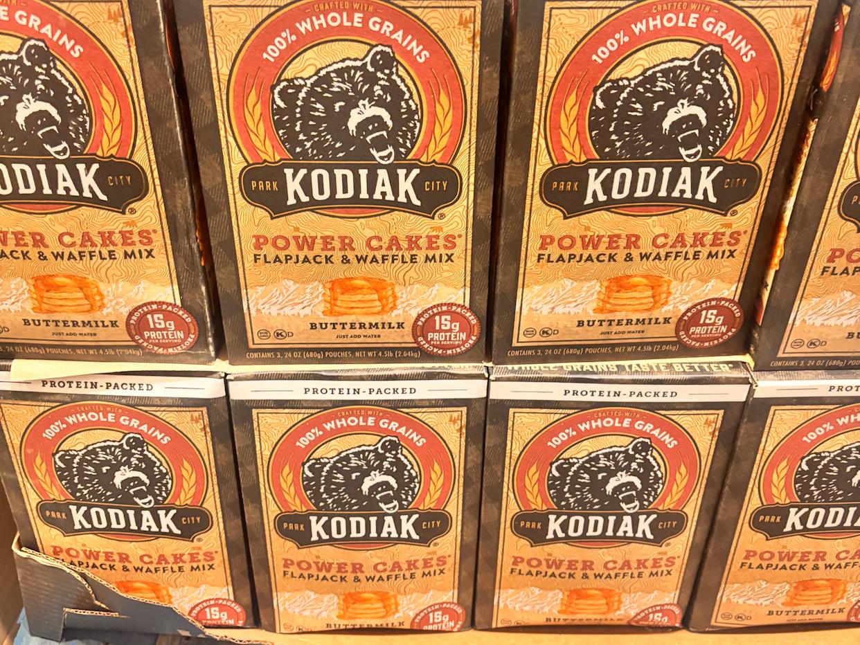 Kodiak Power Cakes mix boxes at Costco