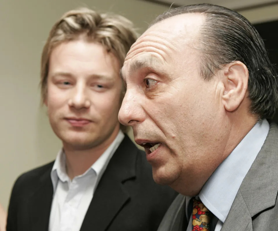 Gennaro Contaldo (R) with protege Jamie Oliver 
