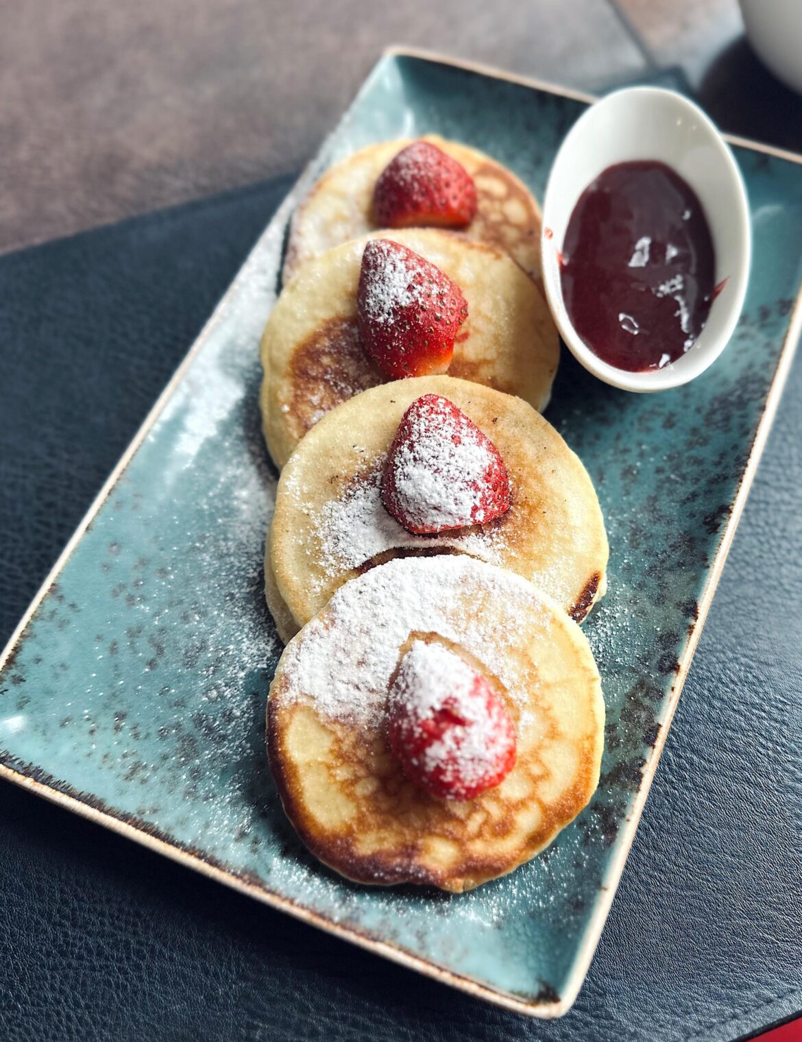 Pancakes with strawberry jam