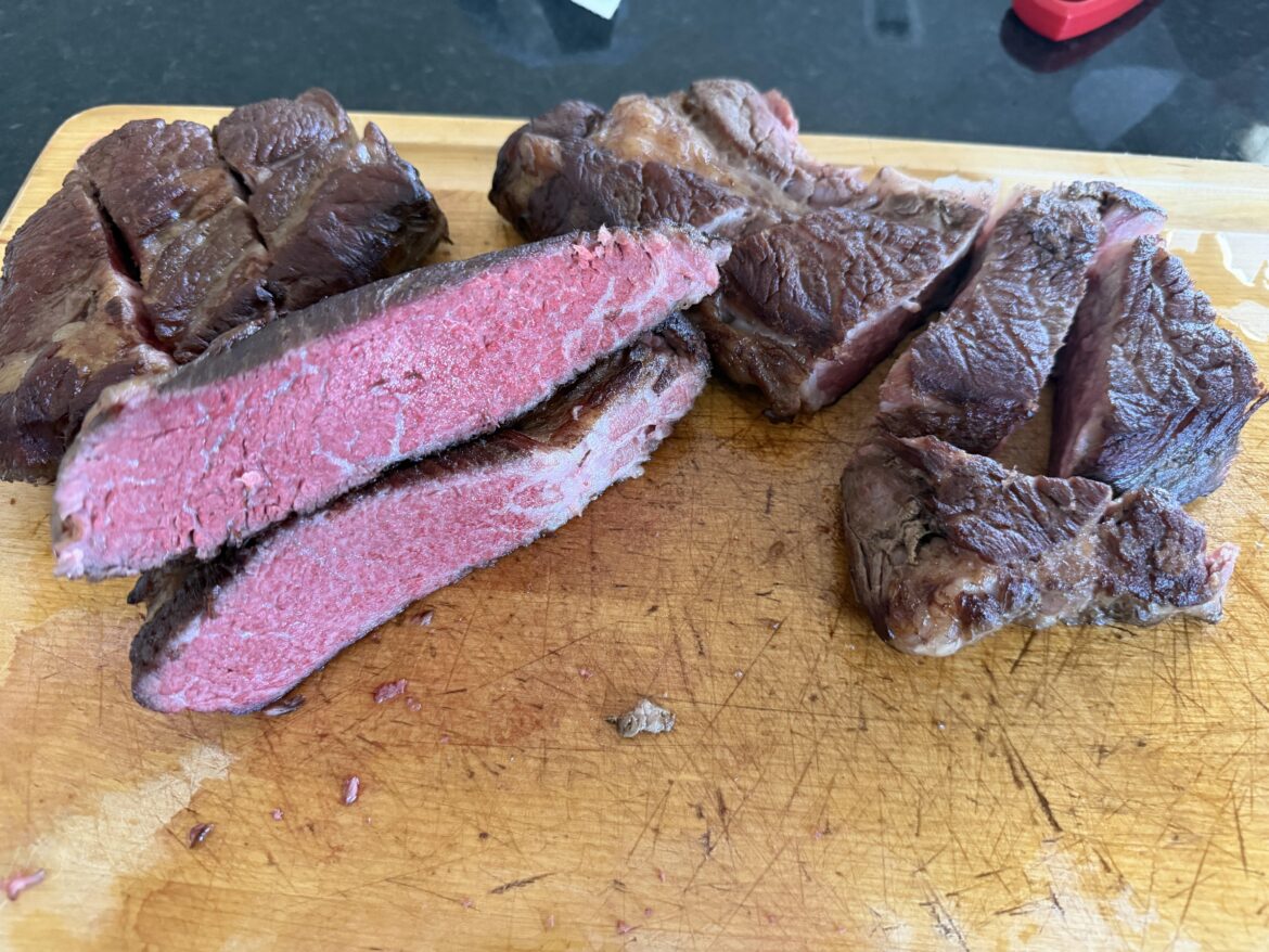 Chuck Roast 135 for 36 hours > Ice Bath > Cast Iron in bacon fat