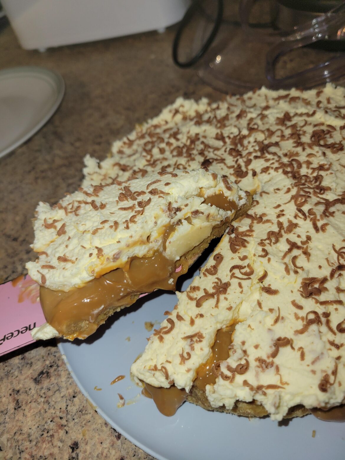 Messy but delicious banoffee pie!