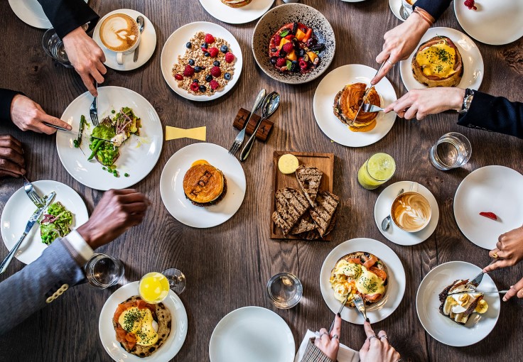 A spread of breakfast dishes at Roe in Canary Wharf. © Roe